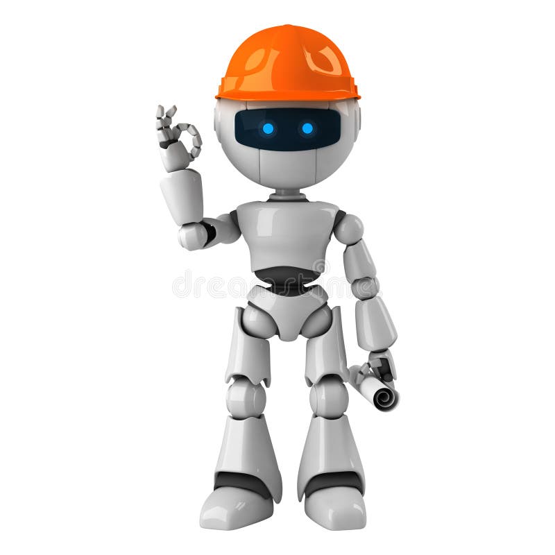 Robotic man with hardhat