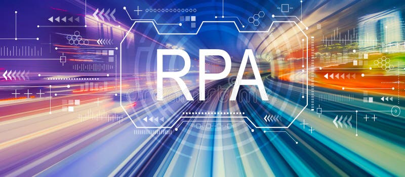 Robotic process automation concept with high speed motion blur stock photos