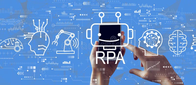 Robotic Process Automation theme with smartphone stock photography