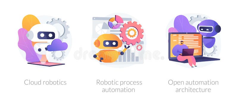 Robotic programmes development vector concept metaphors vector illustration