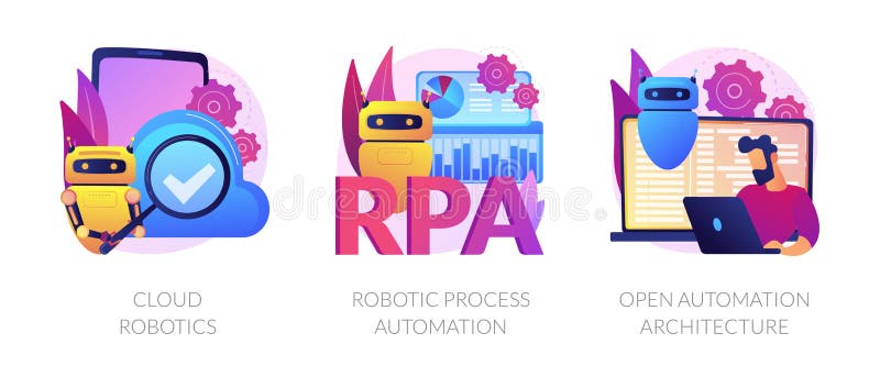 Robotic programmes development vector concept metaphors royalty free illustration