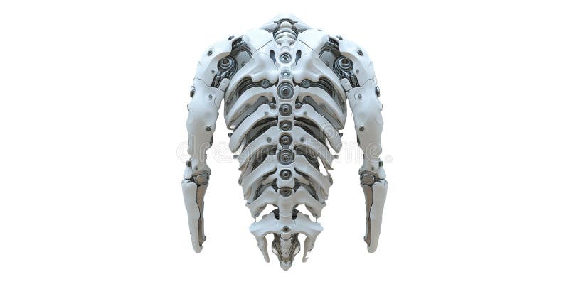 Robotic Spine with Mechanical Elements Isolated on Transparent Background. AI generated