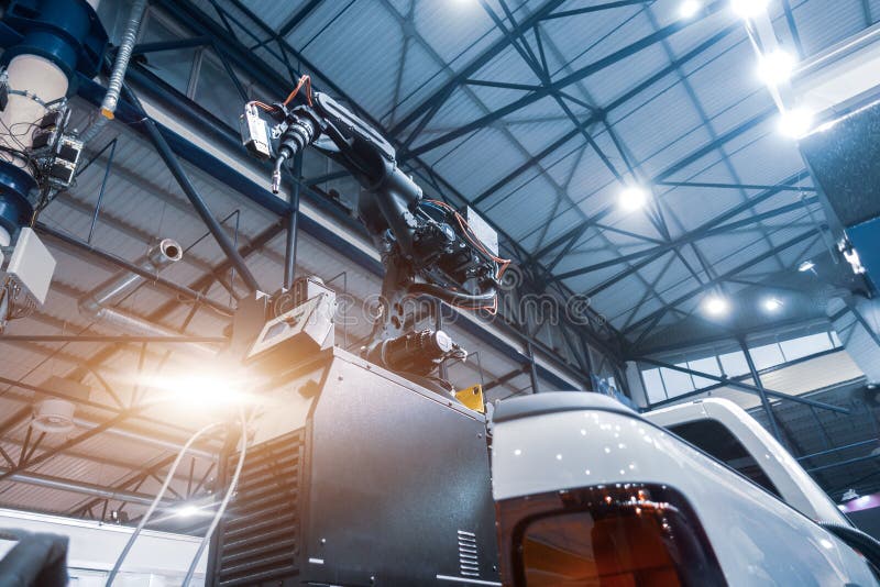ROBOTIC SYSTEMS. Systems for automation and robotization of welding processes stock photo