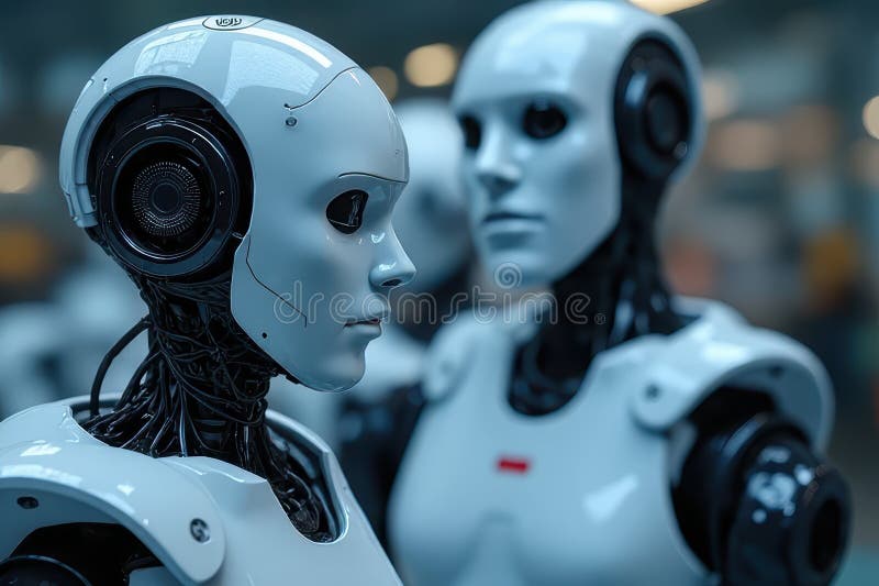 Robotics Evolution and Industrial Usage of Emerging Tech stock illustration