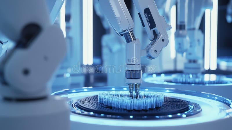 Robotică avansată în cercetarea științifică de laborator stock photos
