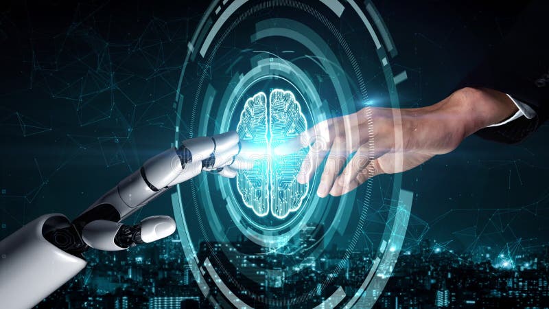 Robotismul futurist, inteligență artificială, care să lumineze conceptul de tehnologie AI stock illustration