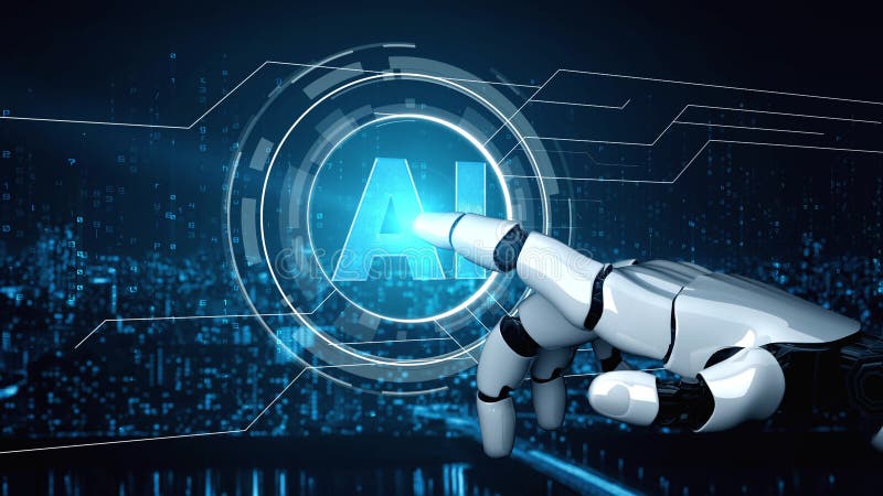 Robotismul futurist, inteligență artificială, care să lumineze conceptul de tehnologie AI stock illustration