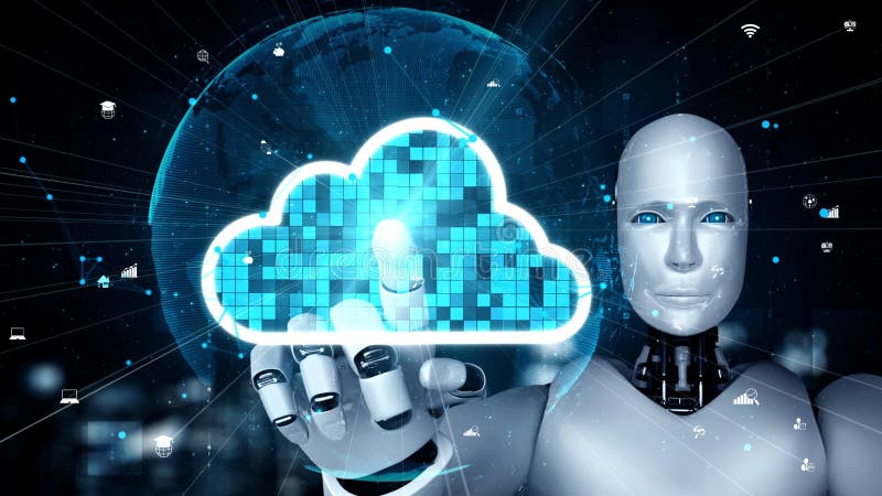 Robotismul futurist, inteligență artificială, care să lumineze conceptul de tehnologie AI vector illustration