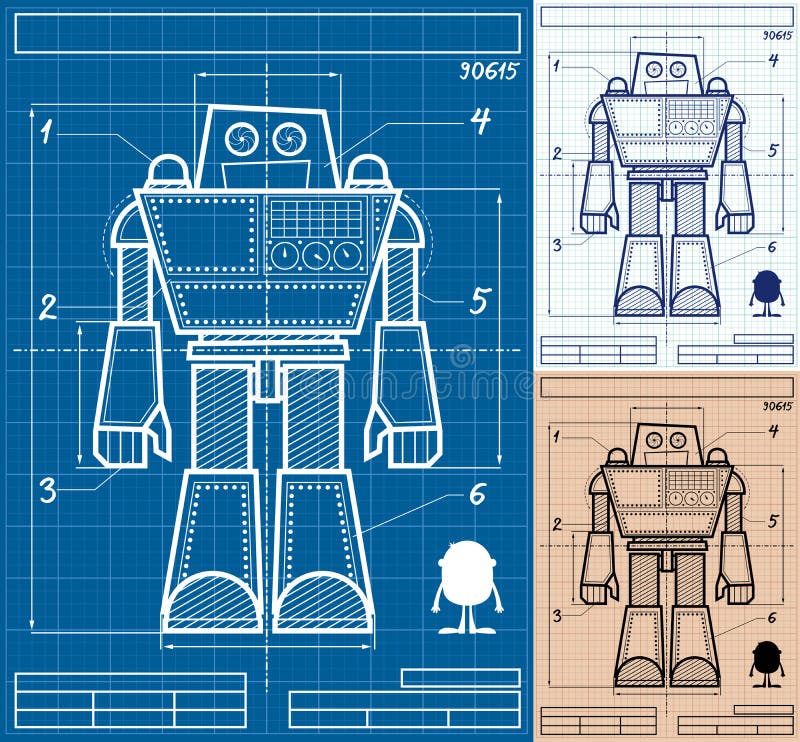 Robotritningtecknad film vektor illustrationer