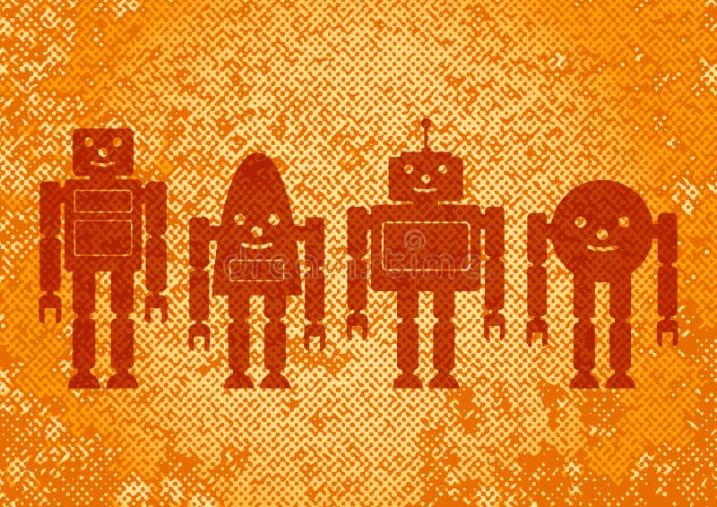 Robots on abstract background