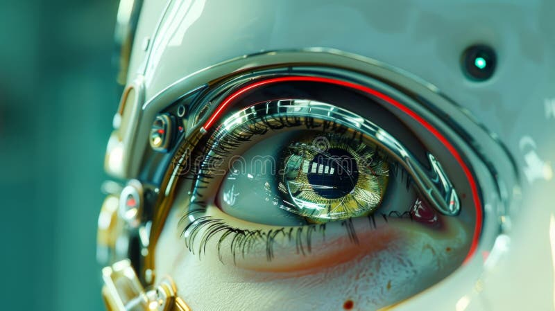 A robots camera eye with a zoomedin view of its surroundings allowing it to navigate and perform tasks with precision in royalty free stock images