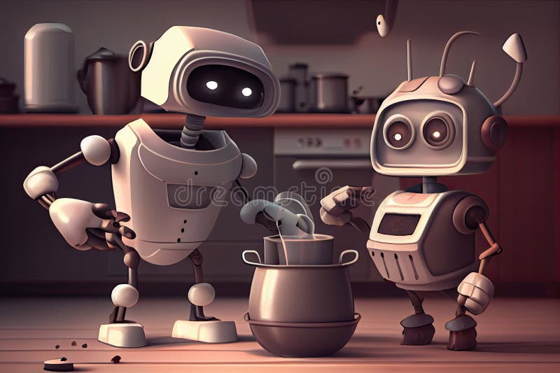 Robots Performing Household Tasks Generative AI Illustration Stock Circuit Diagram