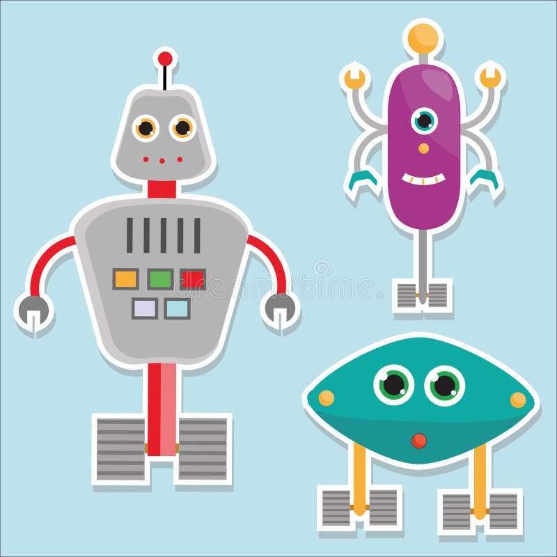 Robot Stickers Stock Illustrations – 837 Robot Stickers Stock
