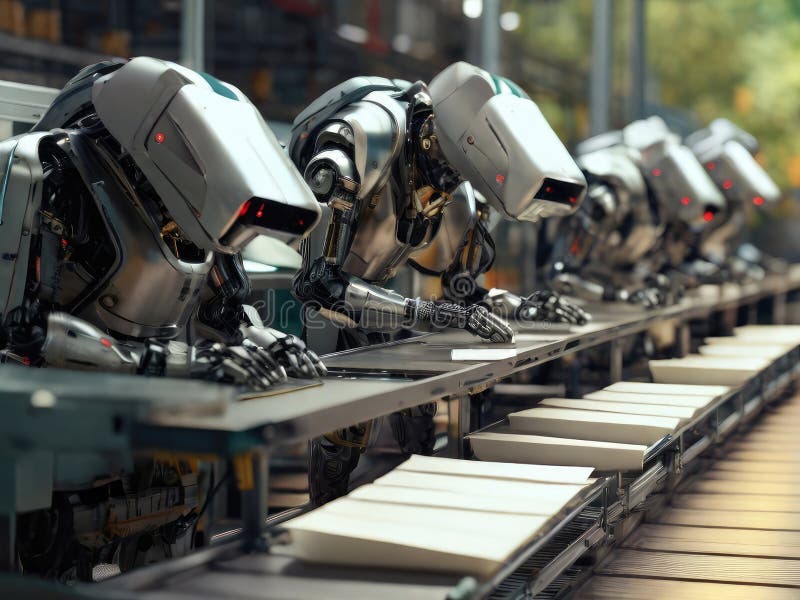 Robots Working on the Automated Conveyor Belt and Sorting Post Parcels and Letters Stock Image Robots Working on the Automated Conveyor Belt and Sorting Post Parcels and Letters Stock Image