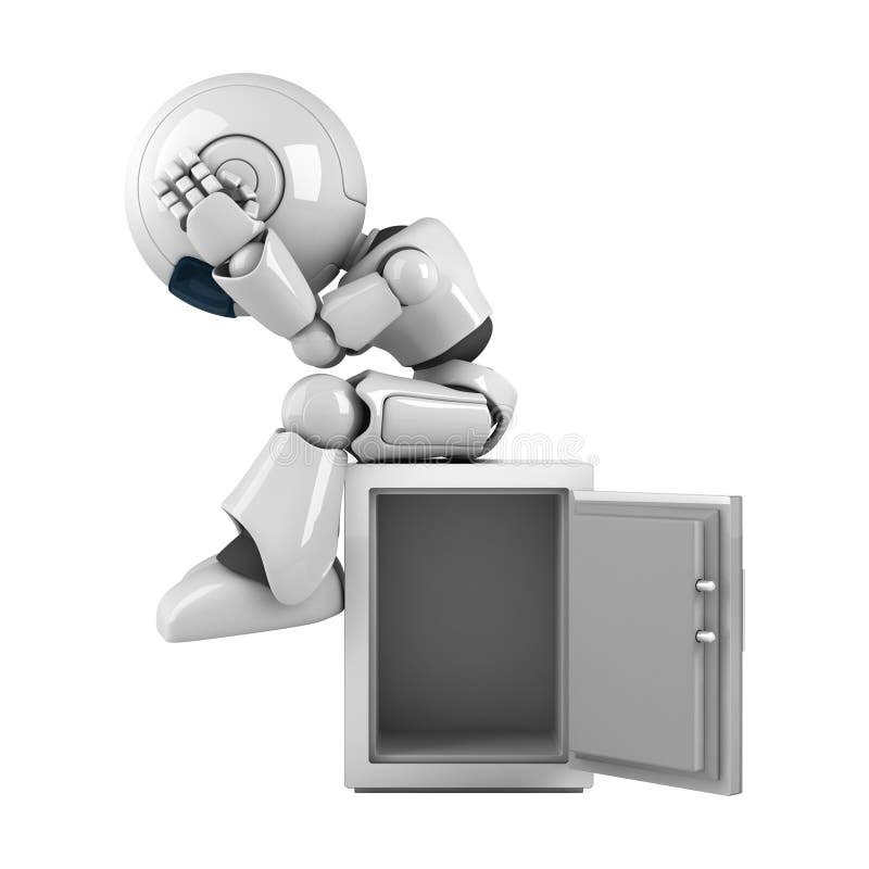 Robotsafen sitter white stock illustrationer
