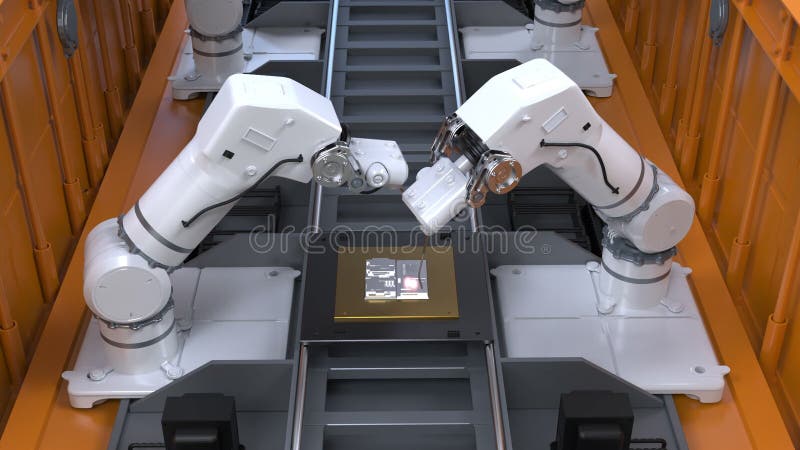 Robotsammansättningsrad vektor illustrationer