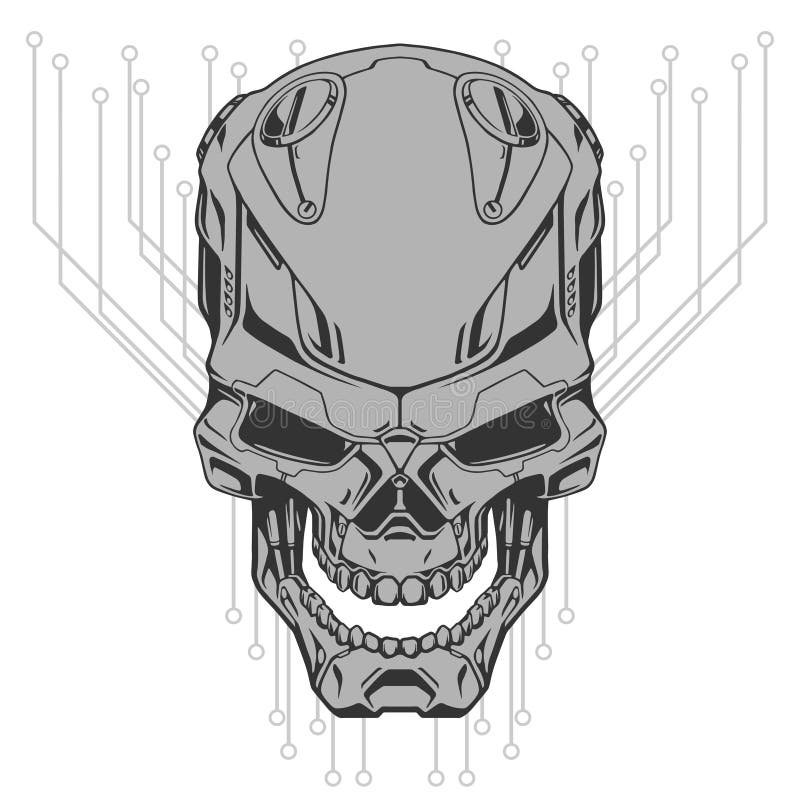 Robotskalleillustration stock illustrationer Robotskalleillustration stock illustrationer
