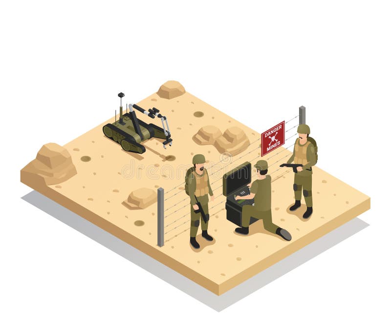 Robotssapper Isometric Composition vector illustratie Robotssapper Isometric Composition vector illustratie