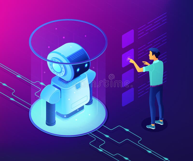 Robotyka dane analizy pojęcia wektorowa isometric ilustracja ilustracja wektor Robotyka dane analizy pojęcia wektorowa isometric ilustracja ilustracja wektor