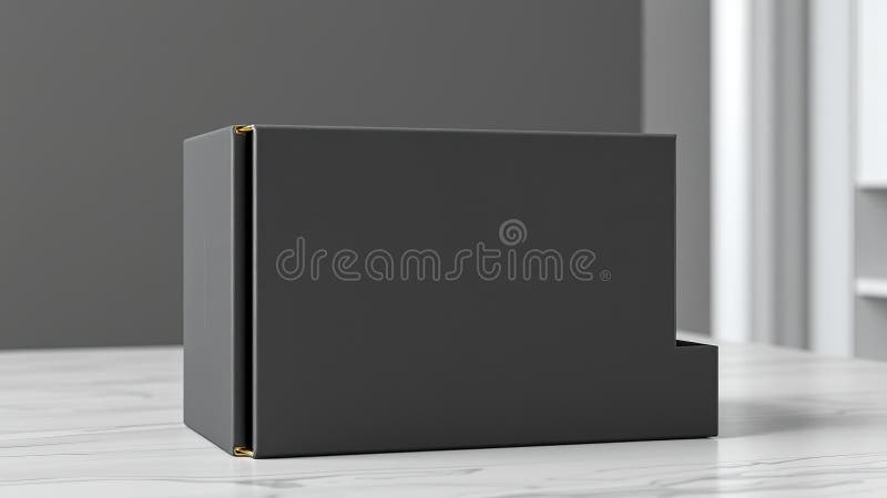 Robust Cardboard Box Display A Realistic 3D Mockup for Kitchen Countertop Product Presentation stock illustration