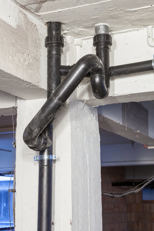 Drainage pipes of toilets stock photo. Image of faucet 135593046