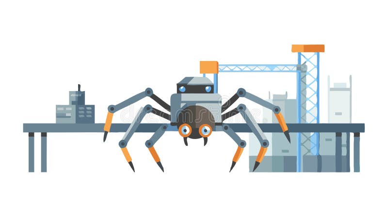 Mechanical spider in industrial construction, automation, vector design Generative AI vector illustration