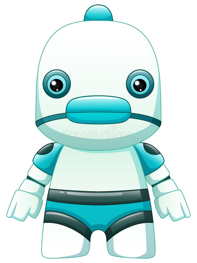 Robô bonito dos desenhos animados isolado no fundo branco ilustração do vetor Robô bonito dos desenhos animados isolado no fundo branco ilustração do vetor