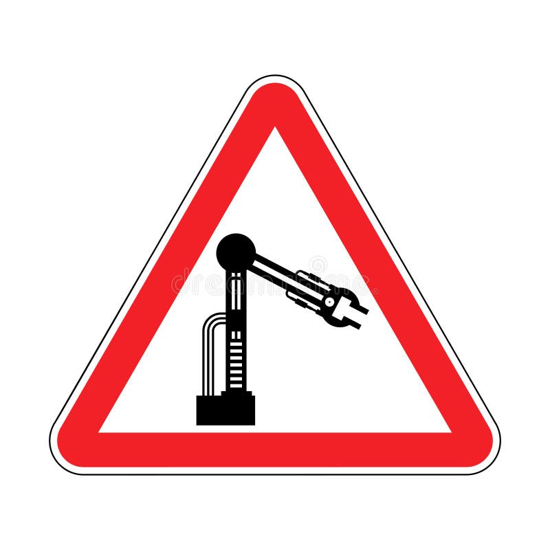 Robô industrial da atenção Mão mecânica do cuidado Si vermelho da estrada ilustração stock Robô industrial da atenção Mão mecânica do cuidado Si vermelho da estrada ilustração stock