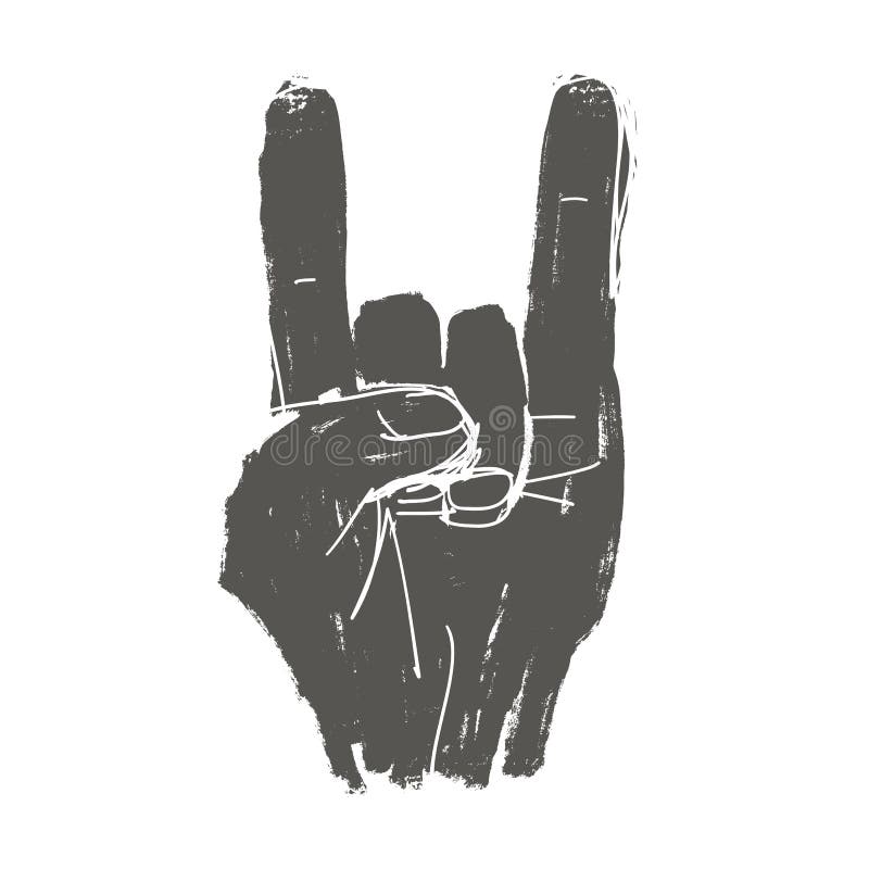 Roca del Grunge en el ejemplo del gesto Vector ilustración del vector Roca del Grunge en el ejemplo del gesto Vector ilustración del vector