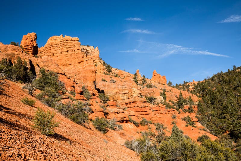 Cedar Canyon, leading up from Cedar City, Utah, heads into the wilderness and leads to many red rock canyons such as this. Cedar Canyon, leading up from Cedar City, Utah, heads into the wilderness and leads to many red rock canyons such as this