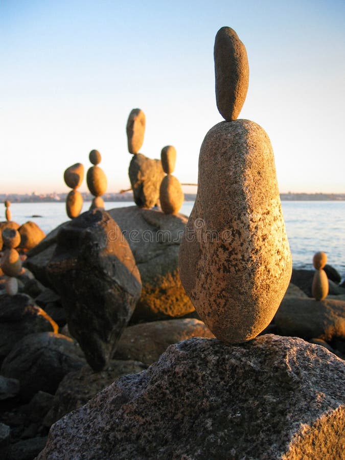 Rock Balancing by the ocean royalty free stock photo Rock Balancing by the ocean royalty free stock photo