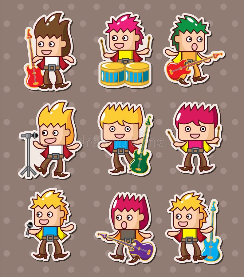 Rock band stickers stock illustration Rock band stickers stock illustration