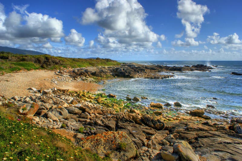 Rock beach in Vila Praia de Ancora royalty free stock photos Rock beach in Vila Praia de Ancora royalty free stock photos