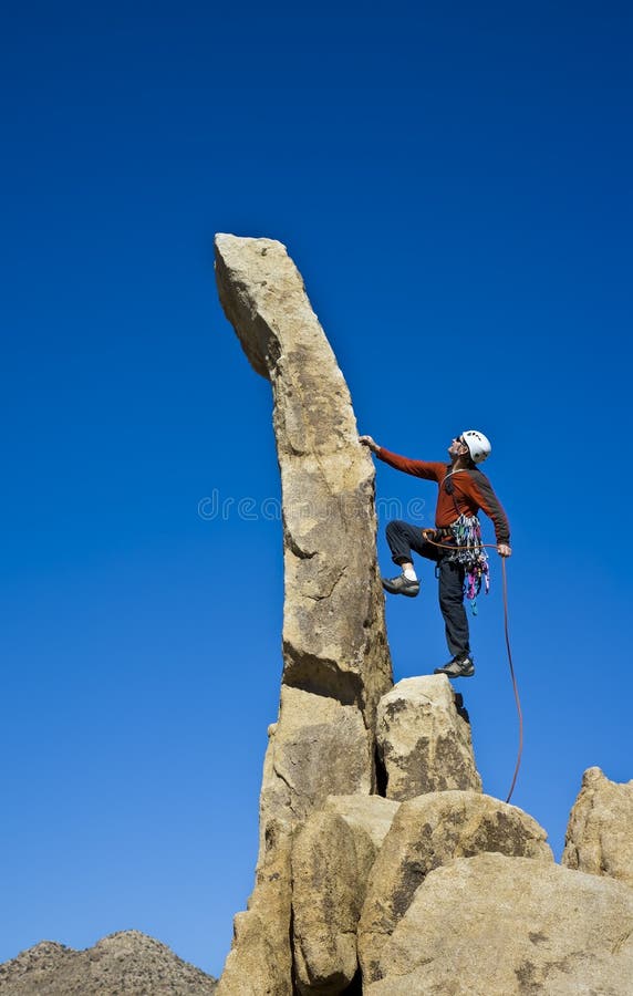 Rock Climber Nearing The Summit. Stock Image Image of purpose