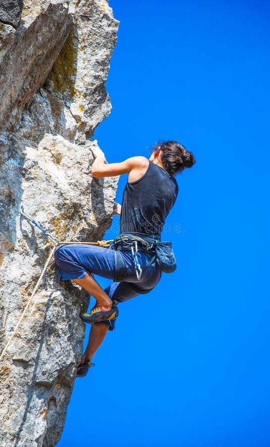 The Rockclimber during Rock Conquest Stock Image Image of activity
