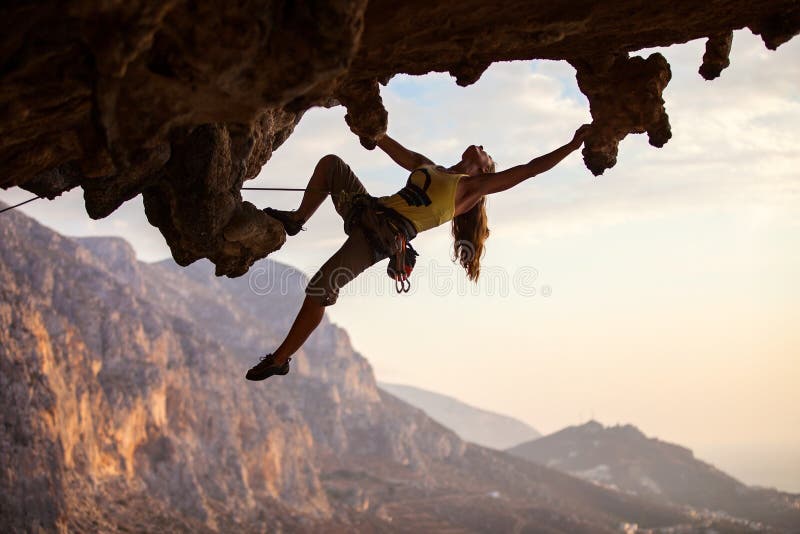 Rock climber at sunset