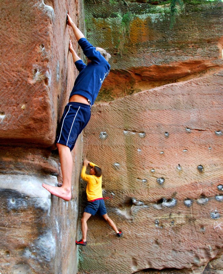 Rock Climbers on a Boulder