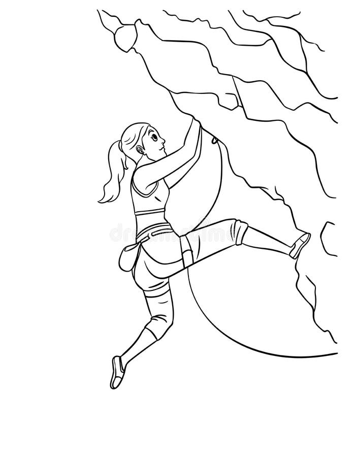 Rock climbing continuous one line drawing. Girl doing extreme sport,  adrenaline activity of strong woman. Climber with a rope, simplicity design  vector illustration. 1957211 Vector Art at Vecteezy