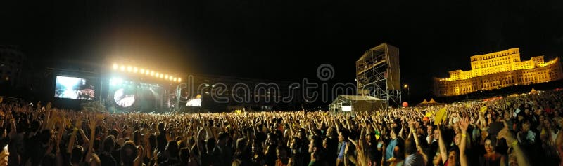 Rock concert in Constitutiei Square, Bucharest, Romania royalty free stock photography
