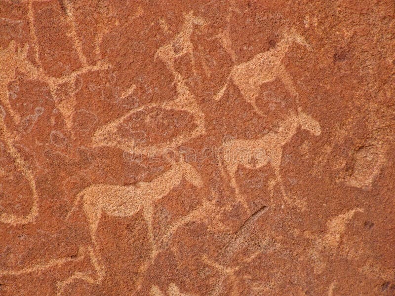 Rock engravings, Twyfelfontein, Namibia stock photo