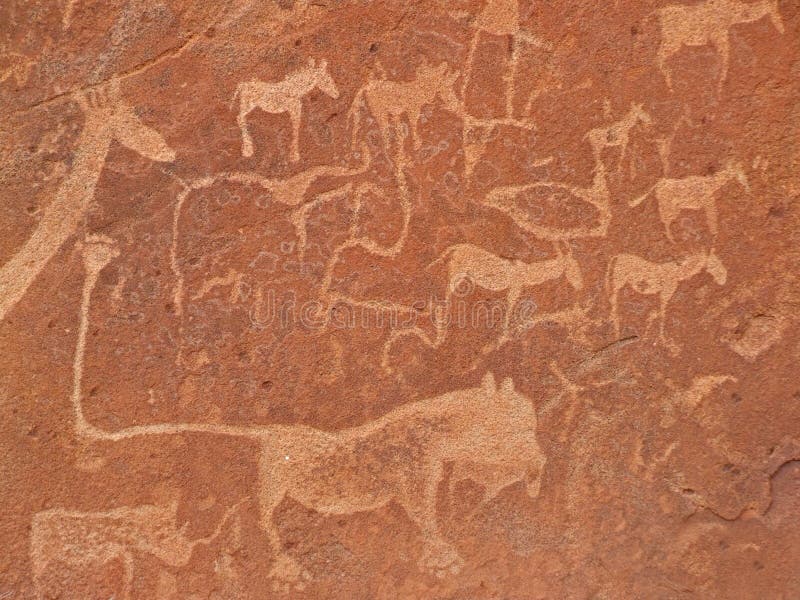 Rock engravings, Twyfelfontein, Namibia stock photography