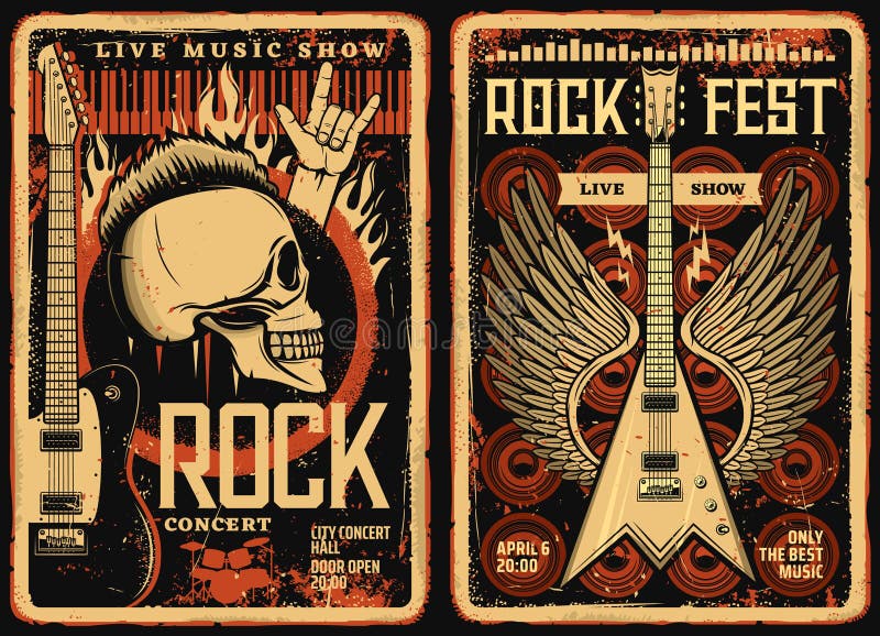 Rock fest posters flyers, concertmuziekfestival
