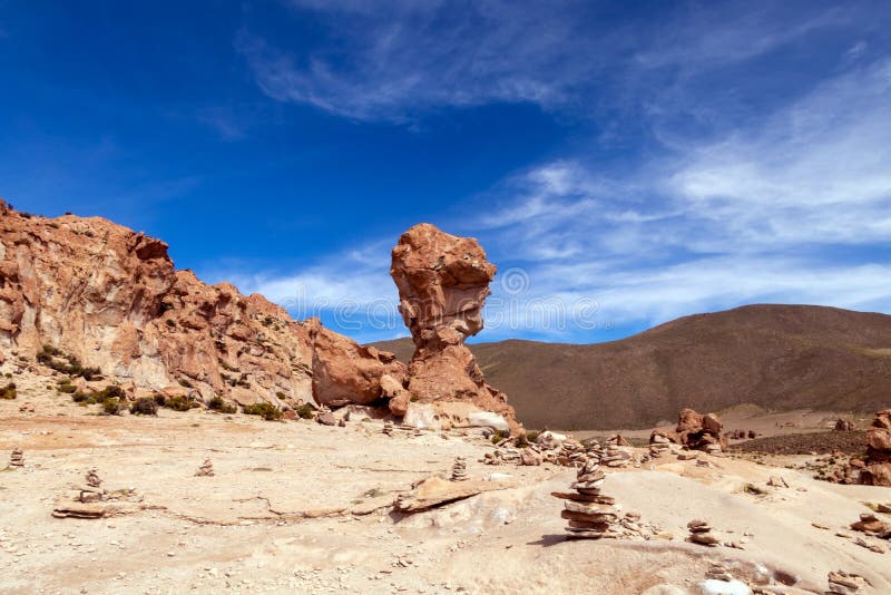 Rock formation called Copa del Mondo or World Cup in the Bolivean altiplano - Potosi Department, Bolivia stock image Rock formation called Copa del Mondo or World Cup in the Bolivean altiplano - Potosi Department, Bolivia stock image