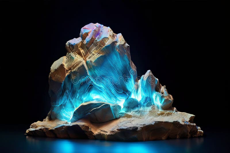 Rock formation hologram: en detaljerad modell av en bergsbildning med royaltyfri illustrationer