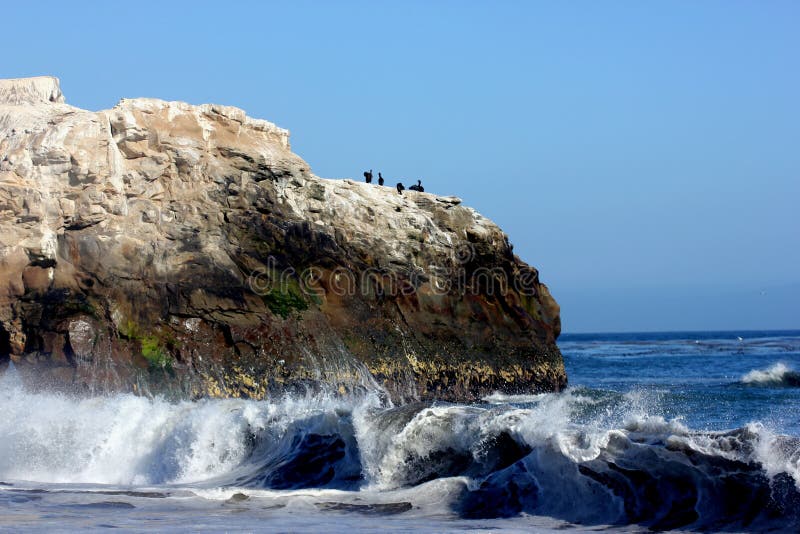 Rock formations along Natural Bridges Beach California royalty free stock image Rock formations along Natural Bridges Beach California royalty free stock image