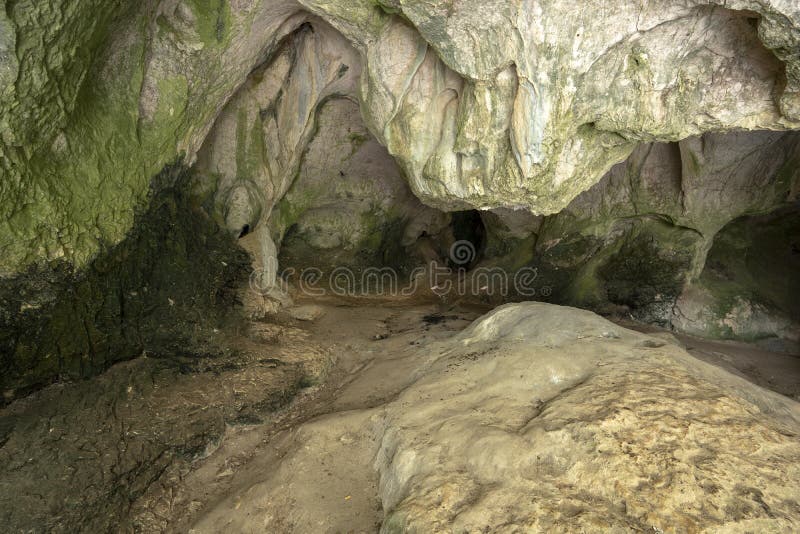 rock formations of cavernous form belonging to the source of the river Alviela where it is possible to watch the water flow.