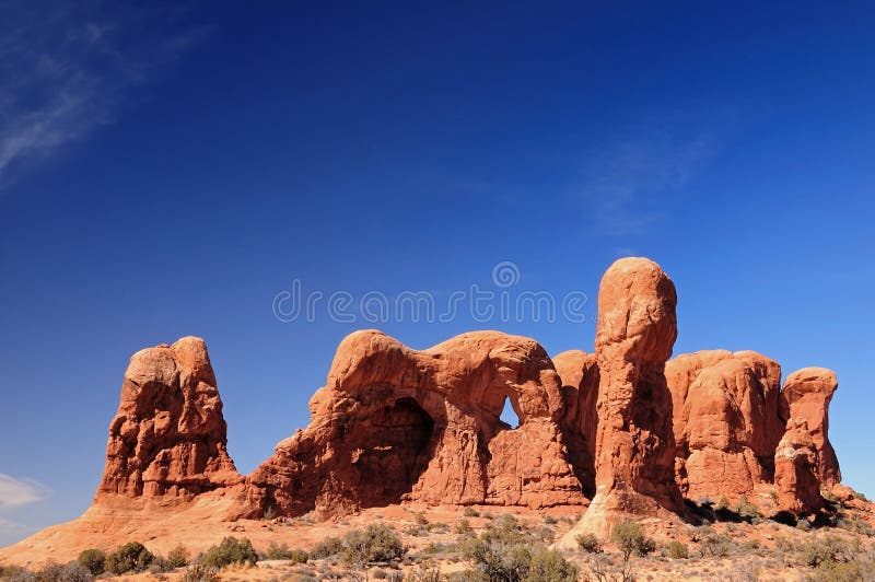 Rock formations in a desert landscape