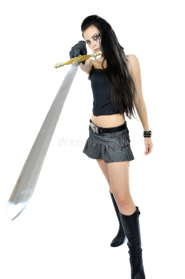 Rock girl with fantasy sword