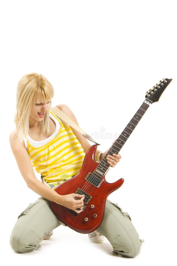 Rock Girl Playing An Electric Guitar Stock Photo Image of guitar