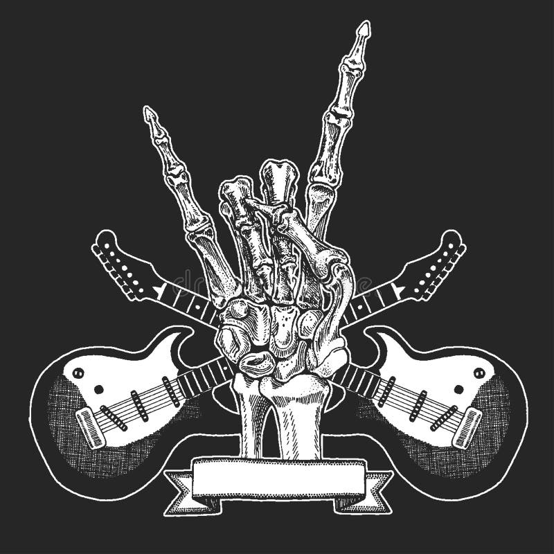  Rock  Heavy Metal Hard  Rock  Music Skeleton Hand Symbol 